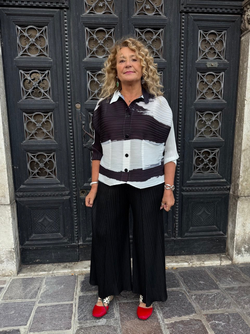 PANTALONE AMPIO PLISSÉ NERO