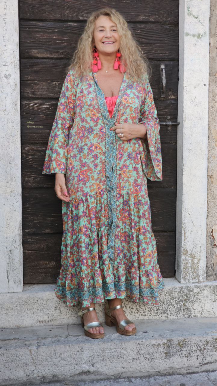 KIMONO MENTA E FIORI