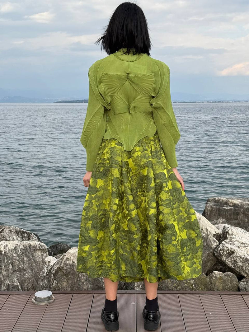 MAGLIA A GIACCHINA IN PLISSÉ LIME