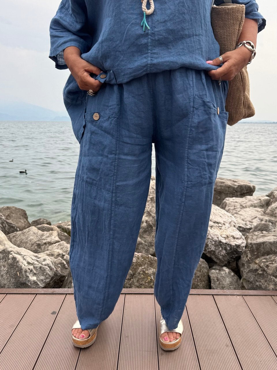PANTALONI NOA DENIM BLUIN LINO