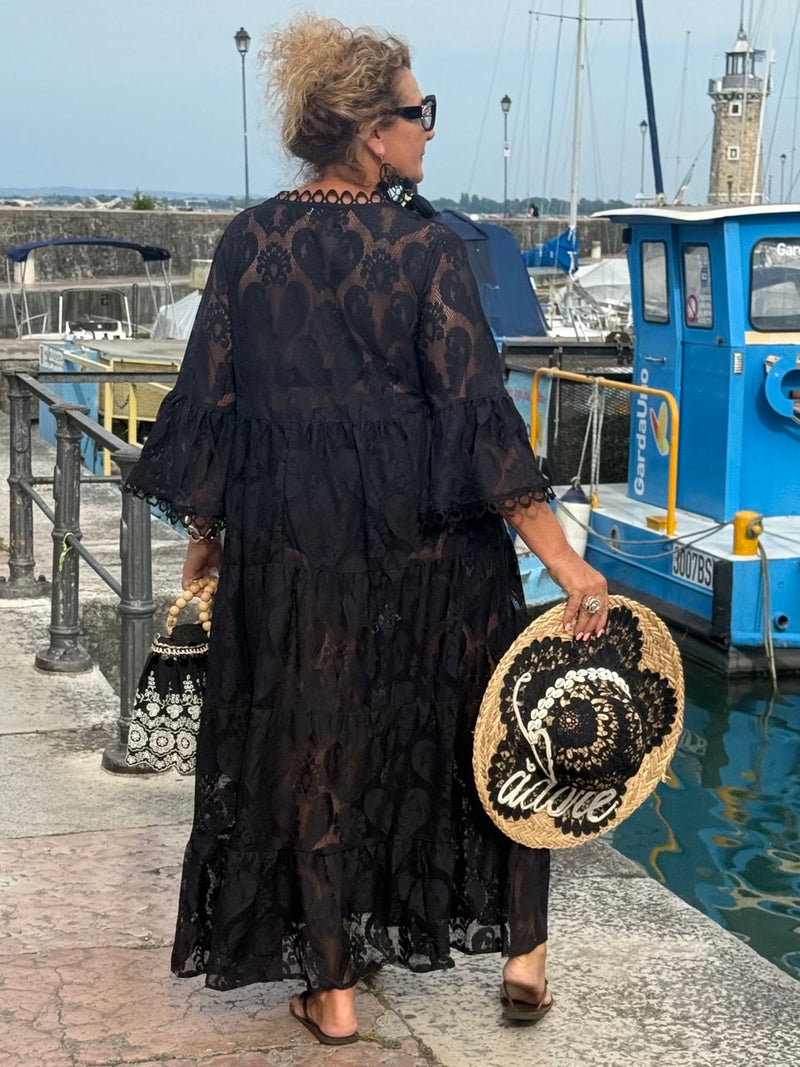 ABITO NERO LORI IN PIZZO DI COTONE