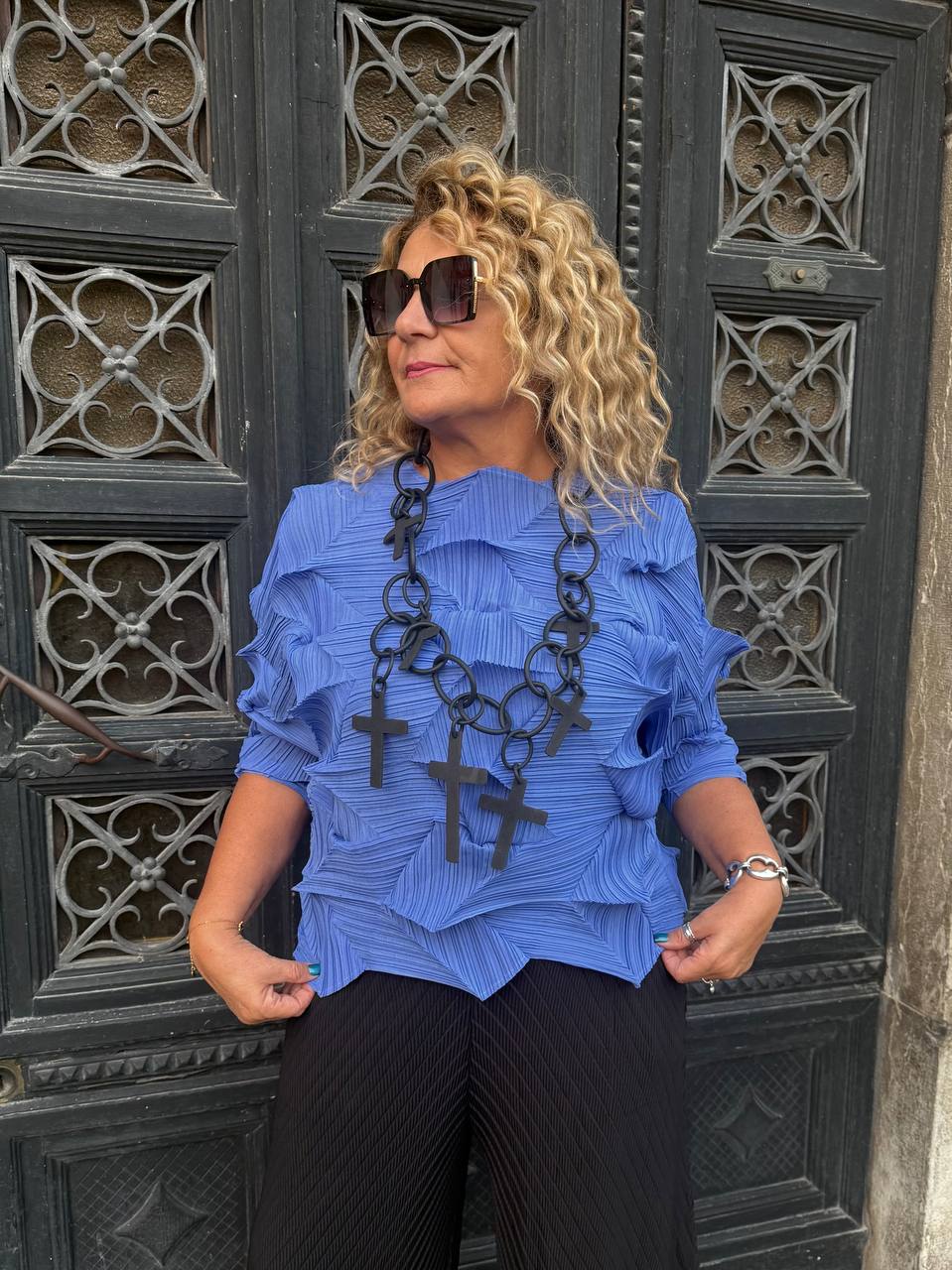 BLUSA IN PLISSÈ GLICINE PIZZICATO