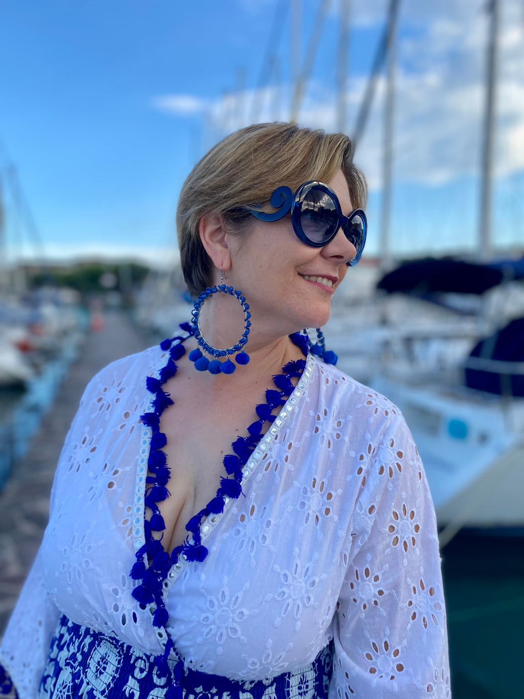 ORECCHÌNI A CERCHIO BLU