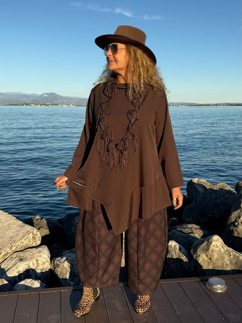 PANTALONE ZOE CIOCCOLATO STAMPATO