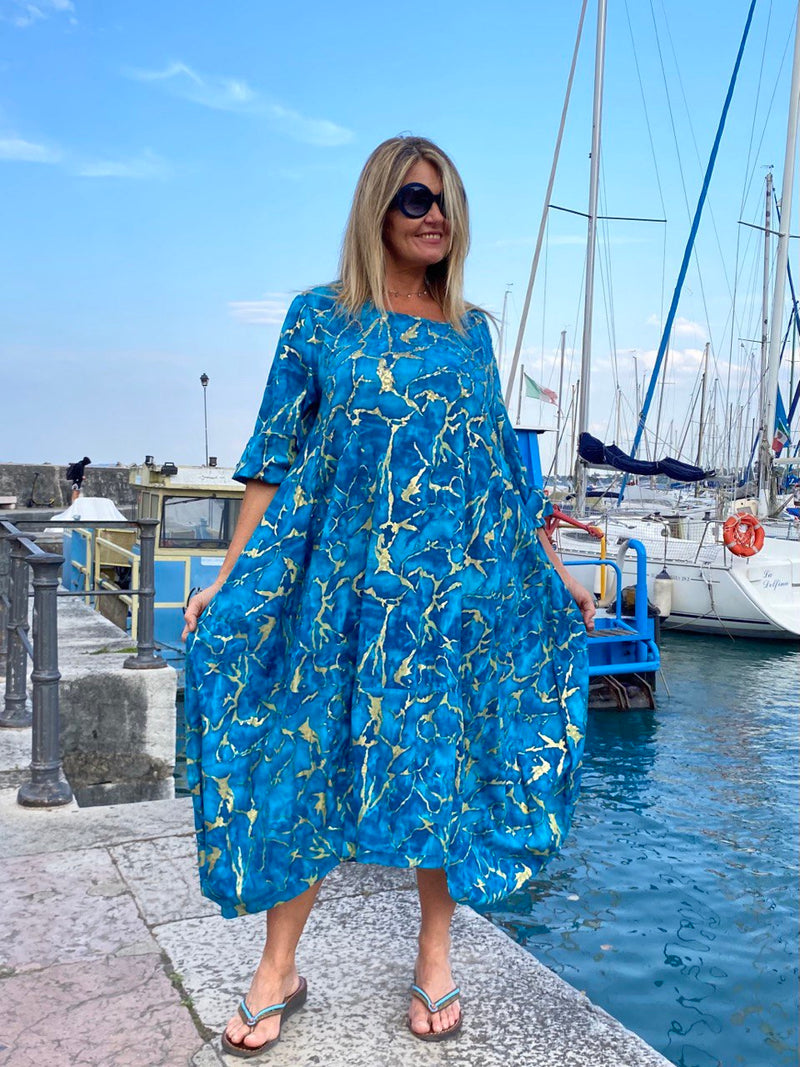 ABITO LEILA IN COTONE BLU