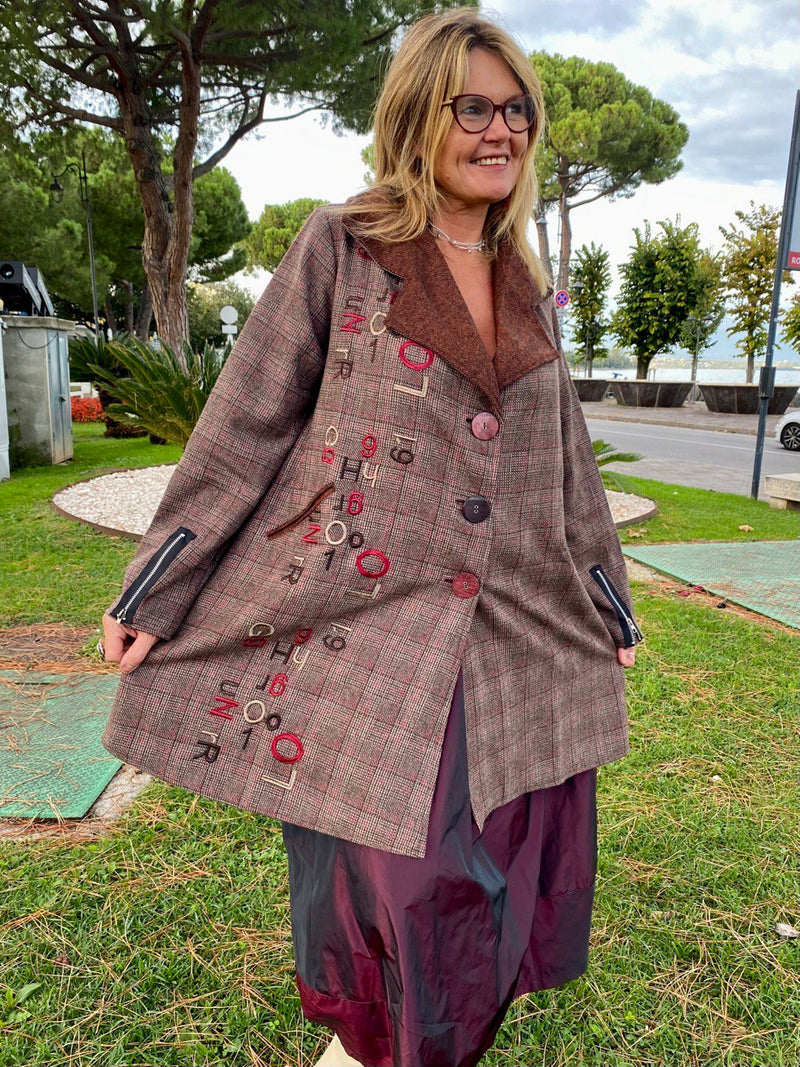 Cappotto di tessuto di lana motivo tweed