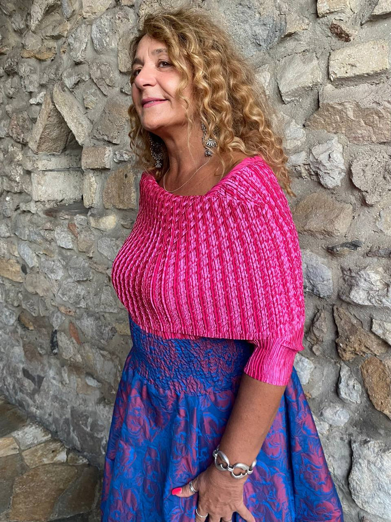 MAGLIA GARDENIA COLORE ROSA IN PLISSE'