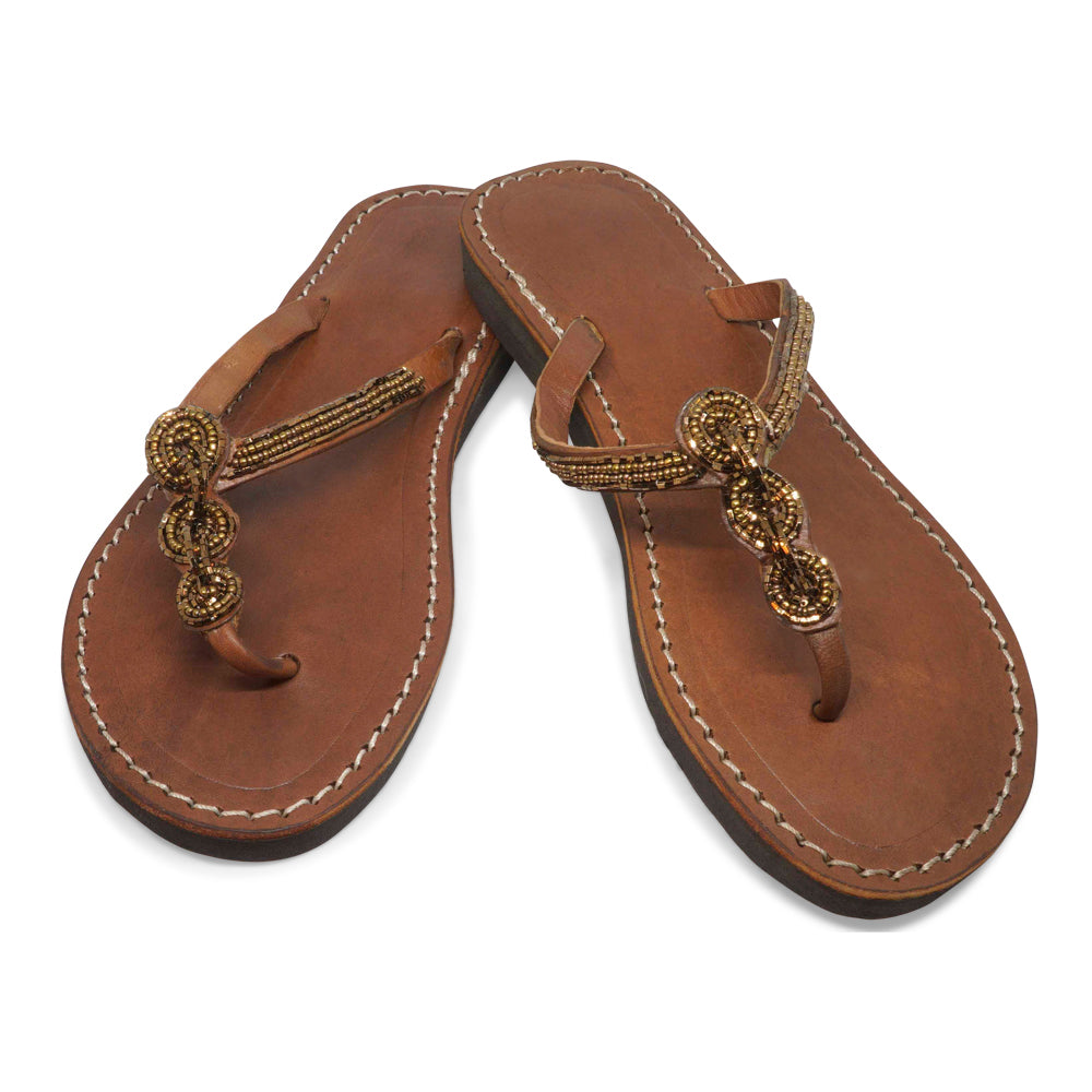 CHAIN COFFEE LEATHER SANDALS MEDIUM (EU 41 / US 9.5)
