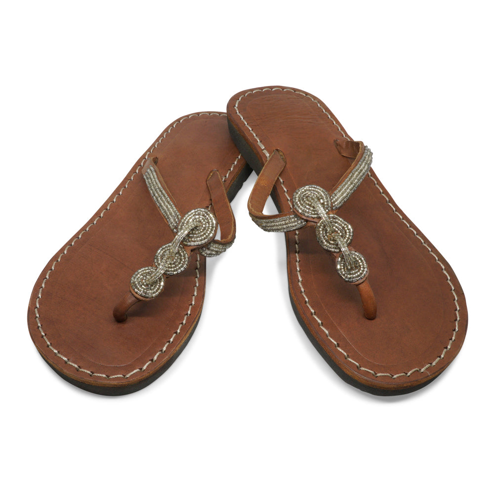 SILVER CHAIN LEATHER SANDALS MEDIUM (EU 41 / US 9.5)