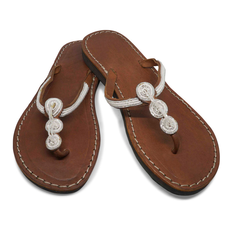 WHITE CHAIN LEATHER SANDALS MEDIUM (EU 36 / US 6)