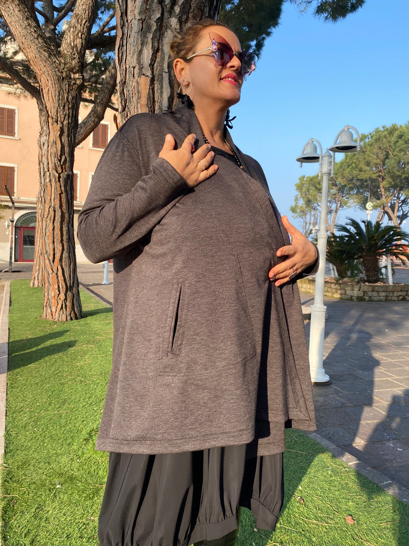 Cardigan double grigio
