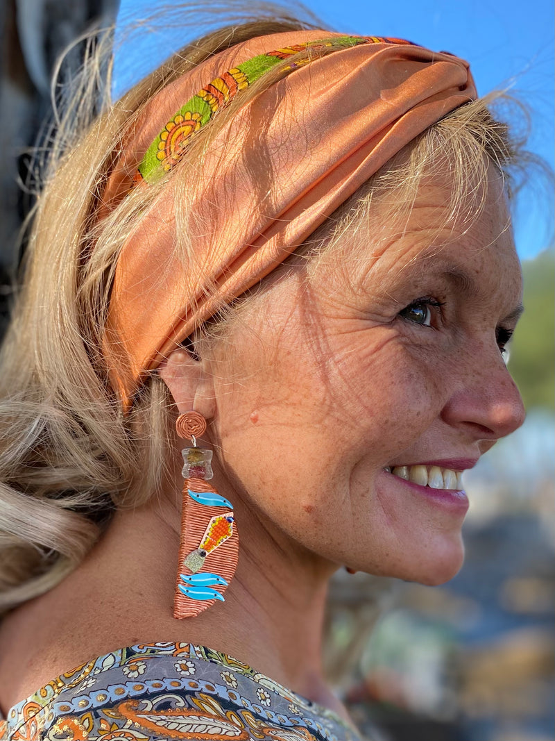 Turquoise & orange earrings
