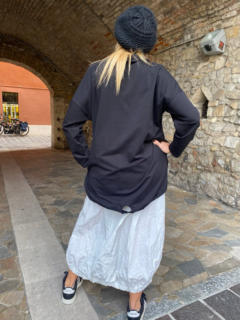 Felpa  aperta nera con stampa