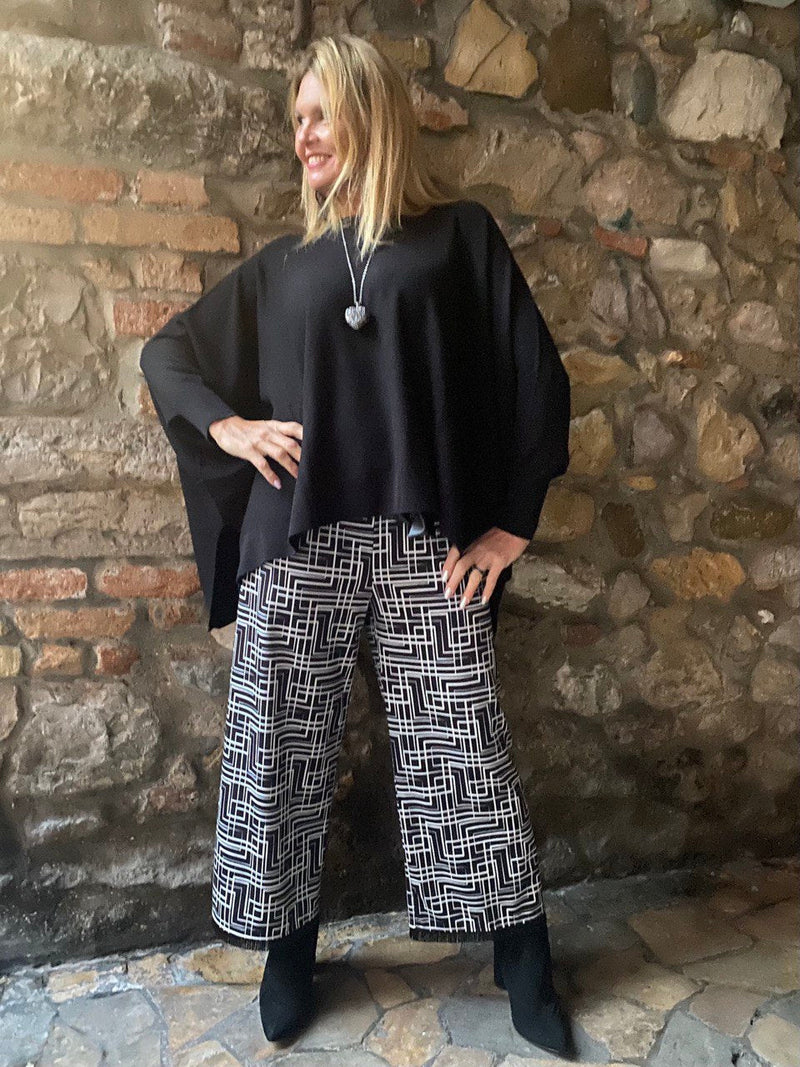 Pantalone stampato con frangette