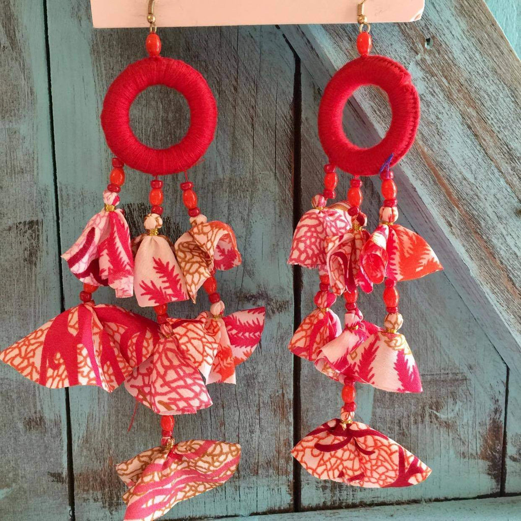 Earrings coral red